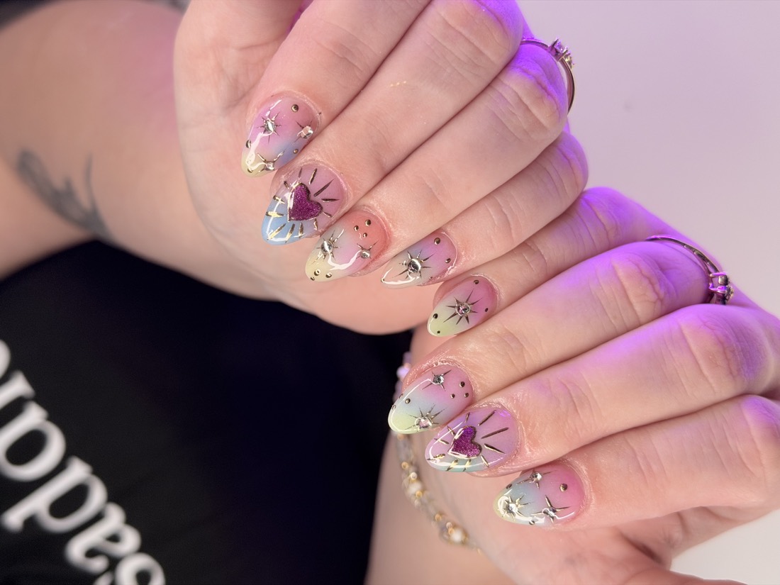nude and pink 3D and ombré nails, almond shape — nail salon in Rome, GA — Sonny & Tee